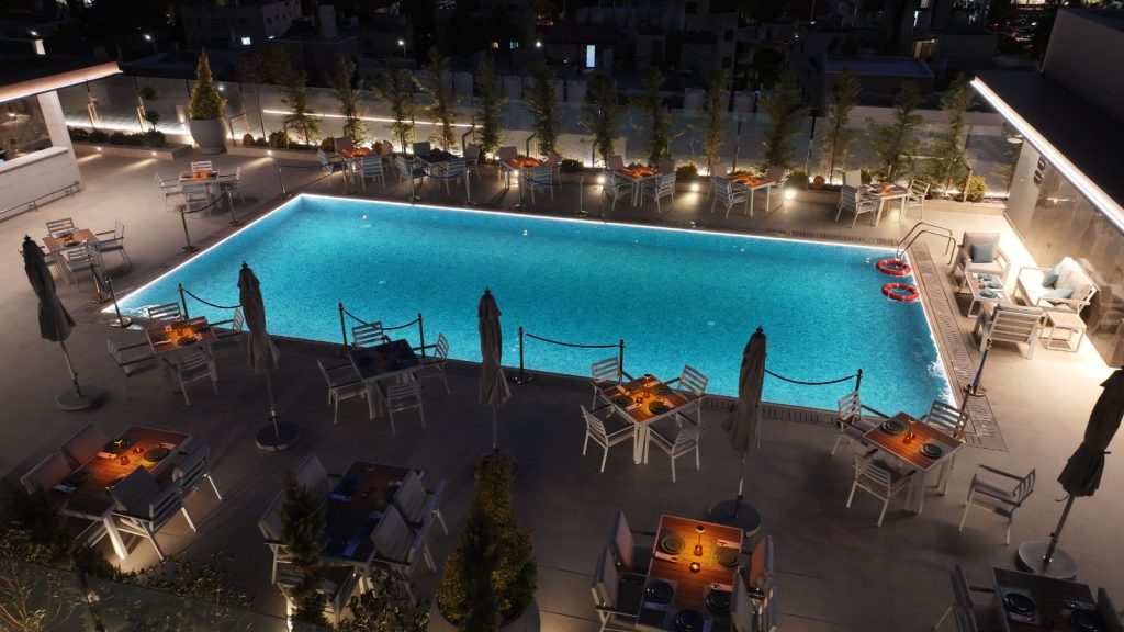 The Sky Terrace rooftop at Swisstouches Hotel Amman