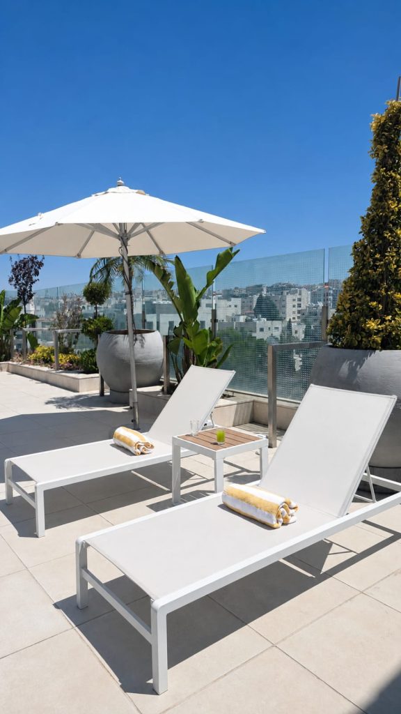 The Sky Terrace rooftop at Swisstouches Hotel Amman
