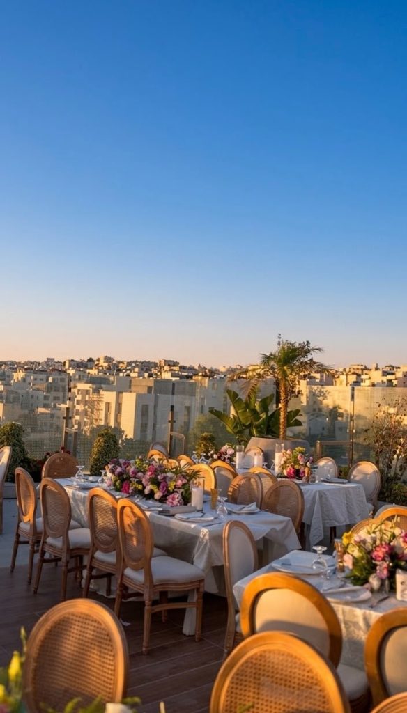 The Sky Terrace rooftop at Swisstouches Hotel Amman